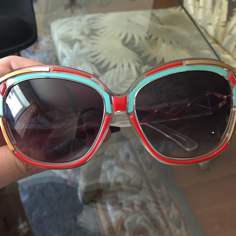 Red & Turquoise LINDA FARROW sunglasses